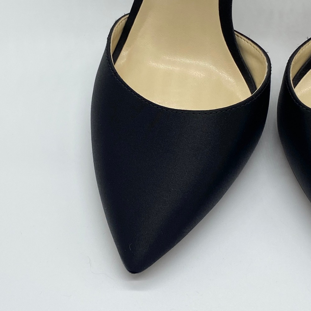 Jessica Simpson Size 6.5 Pumps D'Orsay Dress Heels Black Satin Stiletto Bows - Picture 3 of 11